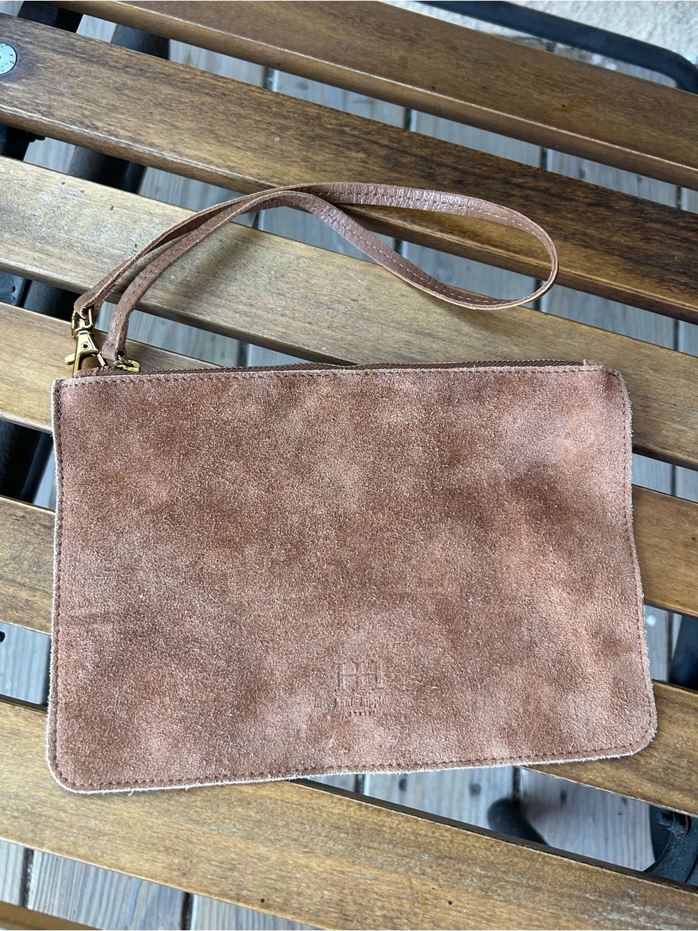 Haute Hippie Suede Wristlet Clutch in Light Brown